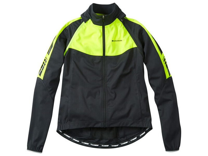 MADISON Clothing Sportive women's convertible softshell jacket, black / hi-viz yellow click to zoom image