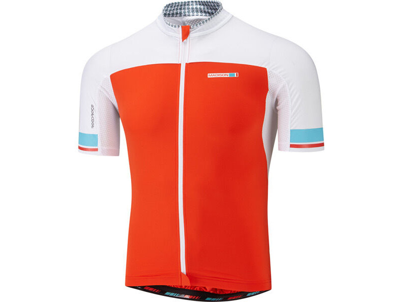 MADISON Clothing RoadRace Premio men's short sleeve jersey, chilli red / white click to zoom image