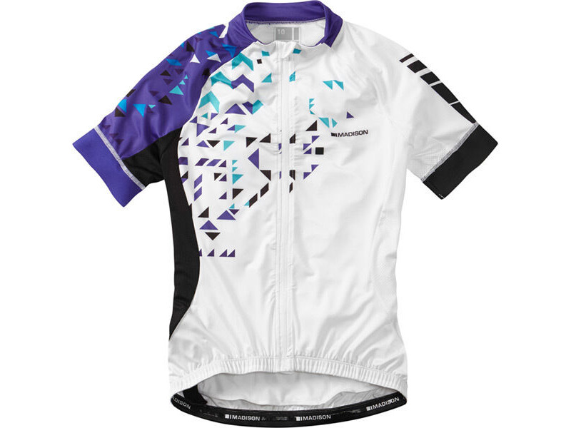 MADISON Clothing Sportive women's short sleeve jersey, white / purple reign click to zoom image