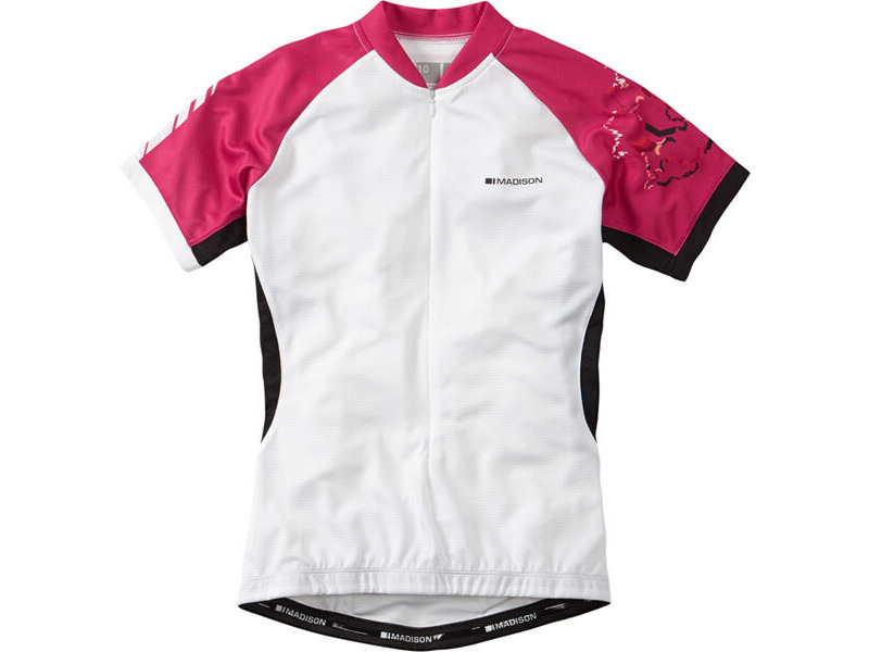 MADISON Clothing Keirin women's short sleeve jersey, white / very berry click to zoom image