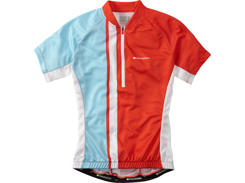 MADISON Clothing Tour women's short sleeve jersey, chilli red / sea blue click to zoom image