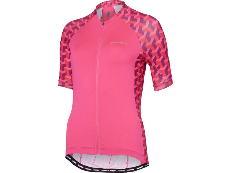 MADISON Clothing Sportive women's short sleeve jersey, pink glo geo camo click to zoom image