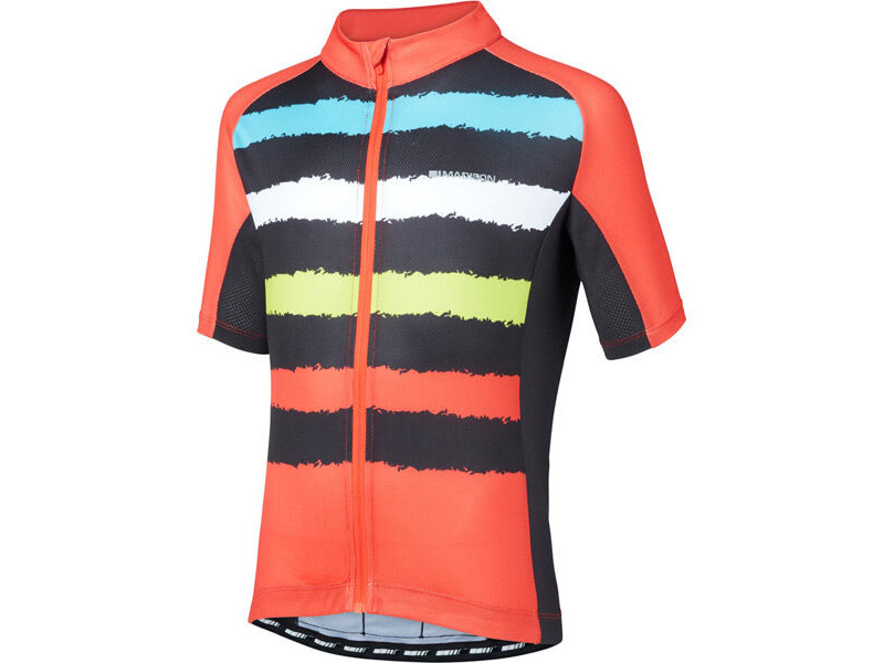 MADISON Clothing Sportive youth short sleeve jersey, torn stripes red/black click to zoom image