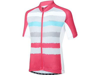 MADISON Clothing Sportive youth short sleeve jersey, torn stripes berry/silver grey
