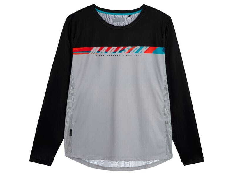 MADISON Clothing Flux men's long sleeve jersey - black / cloud grey click to zoom image