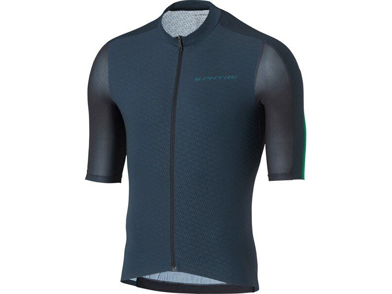 SHIMANO Men's, S-PHYRE FLASH Short Sleeve Jersey, Black/Green click to zoom image