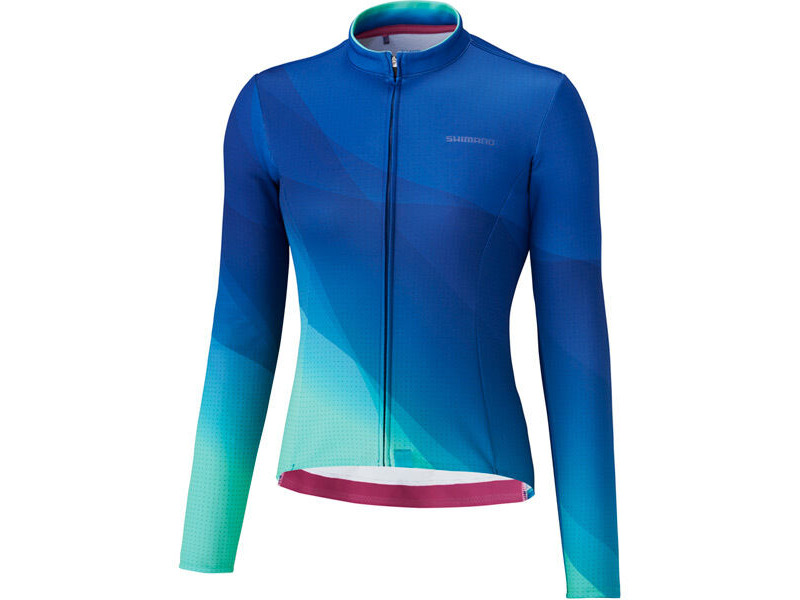 SHIMANO Women's Kaede Thermal Jersey, Blue click to zoom image