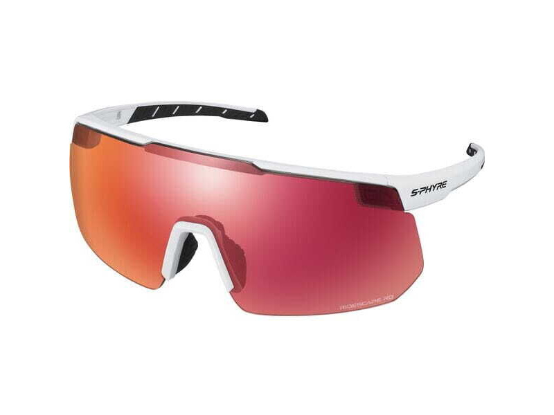 SHIMANO S-PHYRE Glasses, Metallic White, RideScape Road Lens click to zoom image