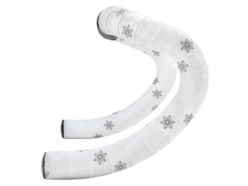 SUPACAZ Sticky Kush Galaxy Bar Tape White With Black Stars + Ano Black Plugs click to zoom image